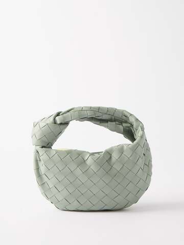 bottega veneta - jodie mini intrecciato-leather shoulder bag - womens - light green