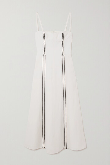 Chloé Chloé - Lace-up Wool And Linen-blend Piqué Midi Dress - White
