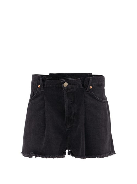 Raey - Fold Raw-hem Denim Shorts - Womens - Black