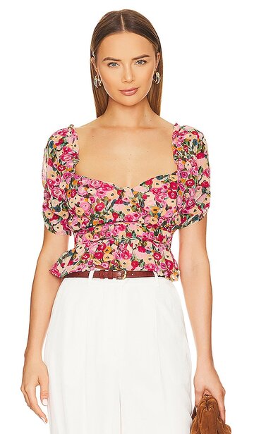 astr the label nayeli top in pink in red / multi