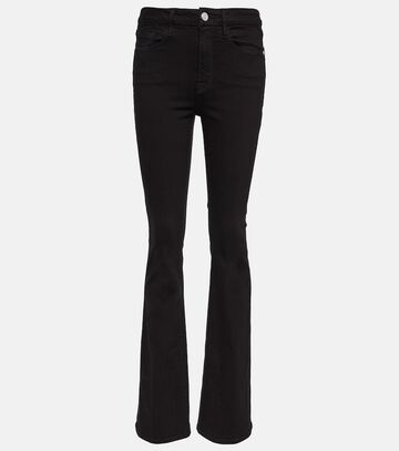 frame le mini mid-rise bootcut jeans in black