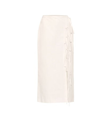 Brock Collection Lace-up cotton midi skirt in white