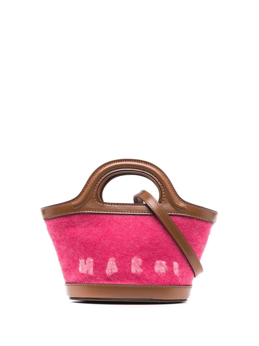 Marni felted-logo bucket bag - Pink