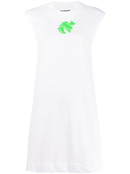 Courrèges embroidered flared mini dress in white