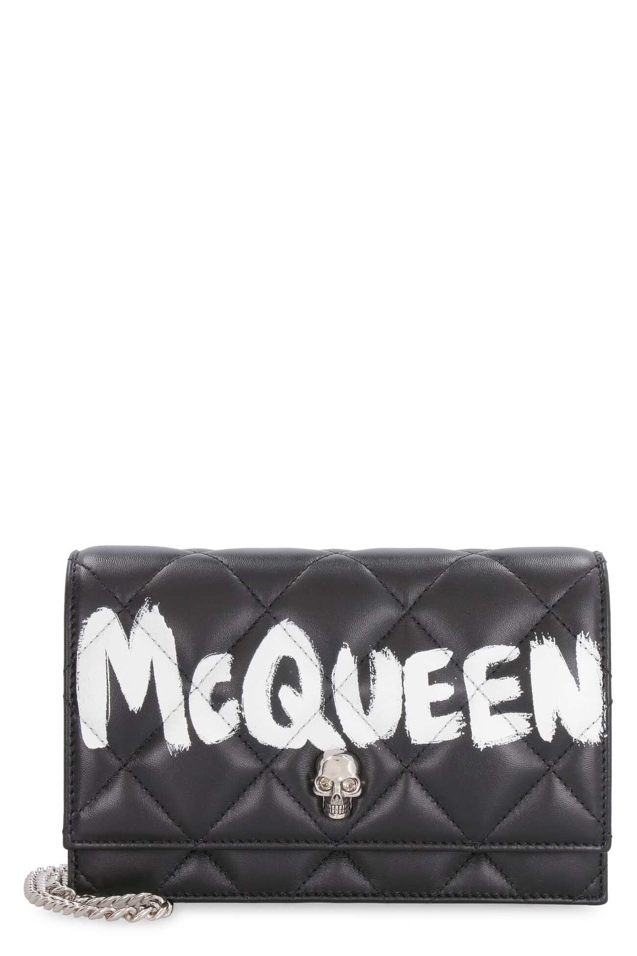 Alexander McQueen Skull Leather Clutch With Strap in black