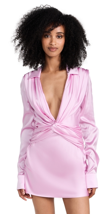 mach & mach antoinette pink silk mini shirt dress pink 38