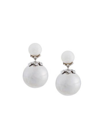 Kasun London orb and pearl stud earrings in metallic