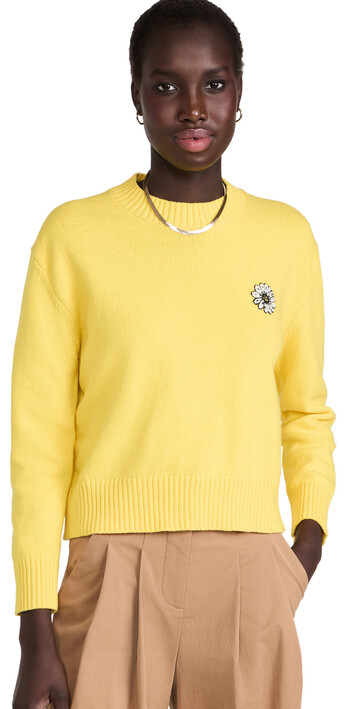 Mira Mikati Daisy Embroidered Sweater in yellow