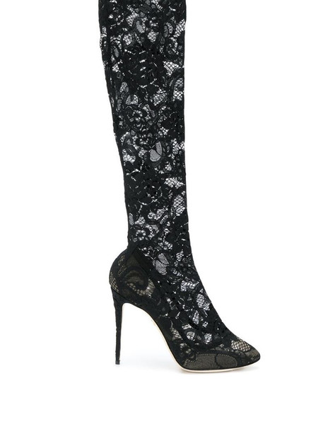 Dolce & Gabbana lace knee-length boots in black