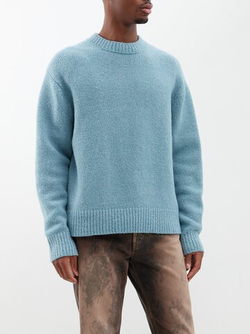 acne studios - kivon textured-knit sweater - mens - light blue