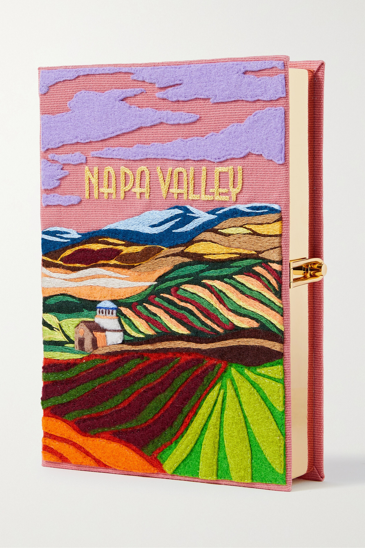 Olympia Le-Tan - Napa Valley Embroidered Appliquéd Canvas Clutch - Pink