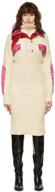 Isabel Marant Off-White Wool Daphne Dress in ecru / pink