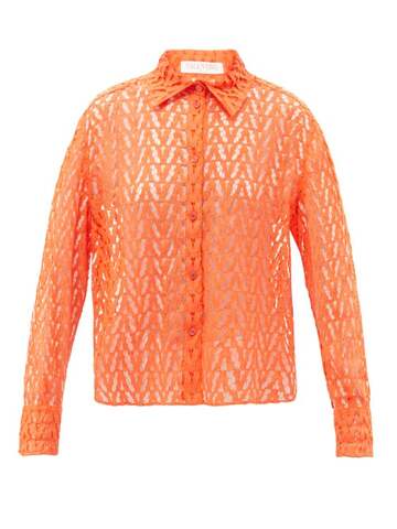 valentino - optical valentino cutout-lace shirt - womens - orange
