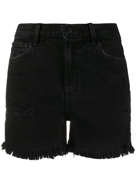 J Brand frayed denim shorts in black