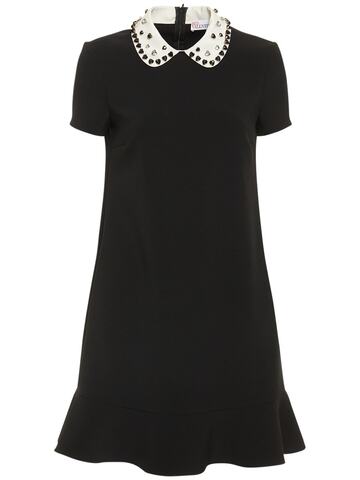 RED VALENTINO Embellished Cady Mini Dress in black