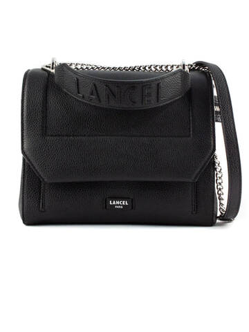 Lancel Black Grained Cowhide Leather Shoulder Bag in nero