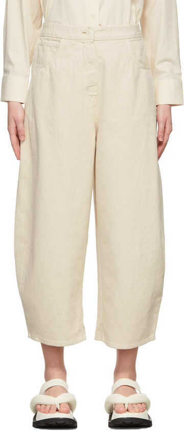 CORDERA Off-White Curved Leg Trousers in natural