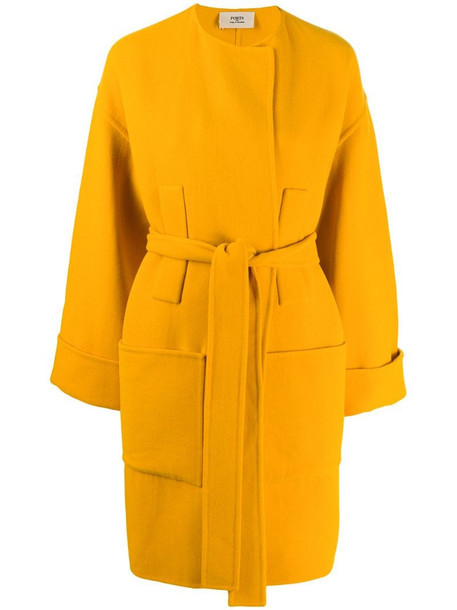 Ports 1961 double-breasted fitted coat in yellow