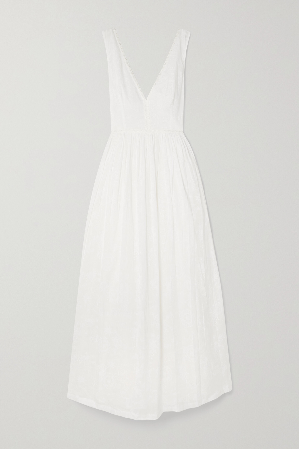 Emporio Sirenuse - Sophia Pleated Printed Cotton-voile Maxi Dress - White