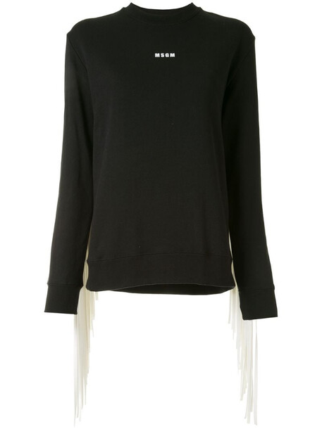 MSGM fringed-panel logo sweatshirt in black