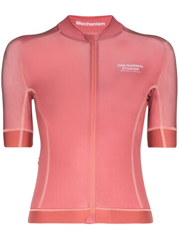 Pas Normal Studios Mechanism jersey zip-up T-shirt in pink