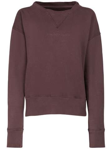MAISON MARGIELA Cotton Jersey Logo Crewneck Sweatshirt in burgundy