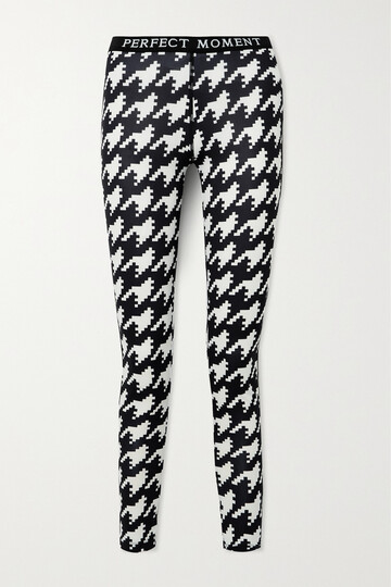 perfect moment - thermal houndstooth knitted leggings - black