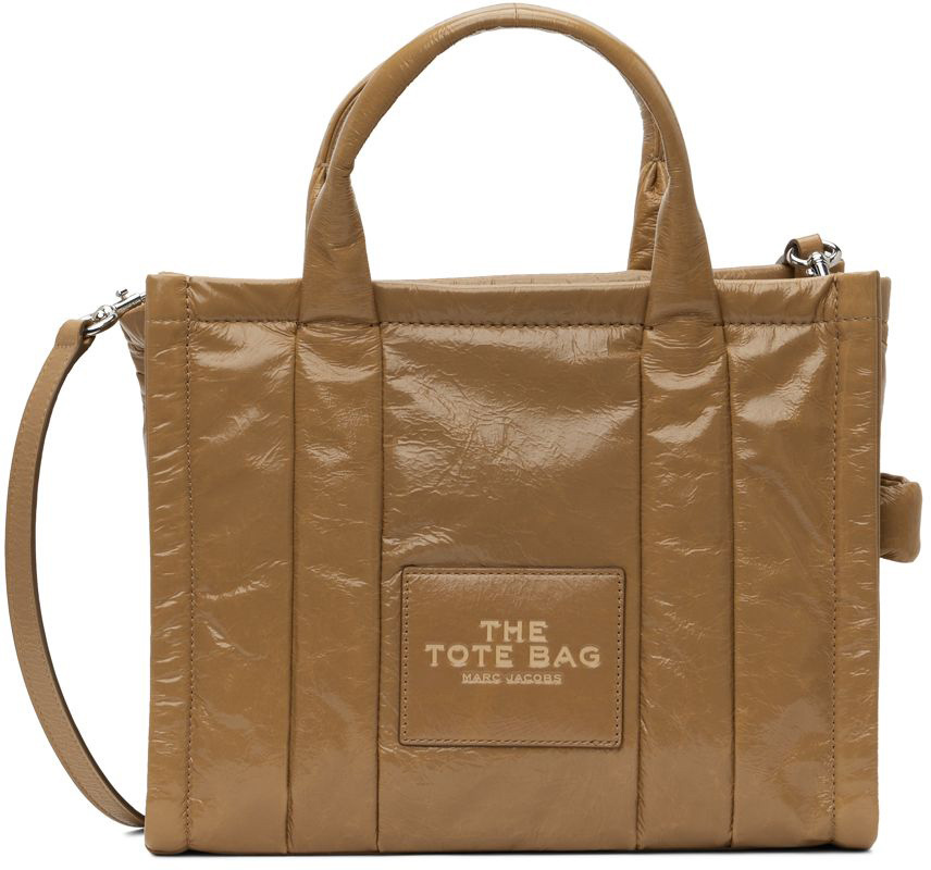 Marc Jacobs Tan Small 'The Shiny Crinkle' Tote in brown