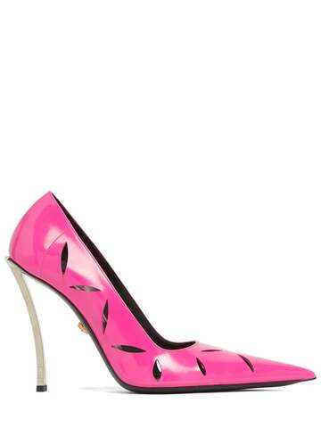 VERSACE 110mm Patent Leather Pumps in fuchsia