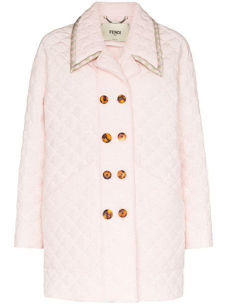 Fendi quilted double-breasted coat in pink