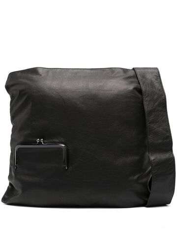 discord yohji yamamoto kiss-lock pocket leather shoulder bag - black