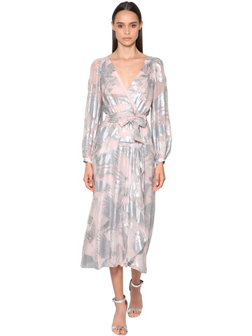 TEMPERLEY LONDON Fil Coupé Wrap Midi Dress in pink / silver