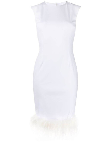 Styland feather trim midi dress in white