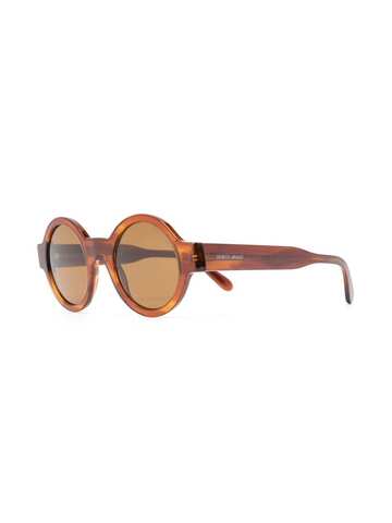 giorgio armani tinted-lens round-frame sunglasses - brown