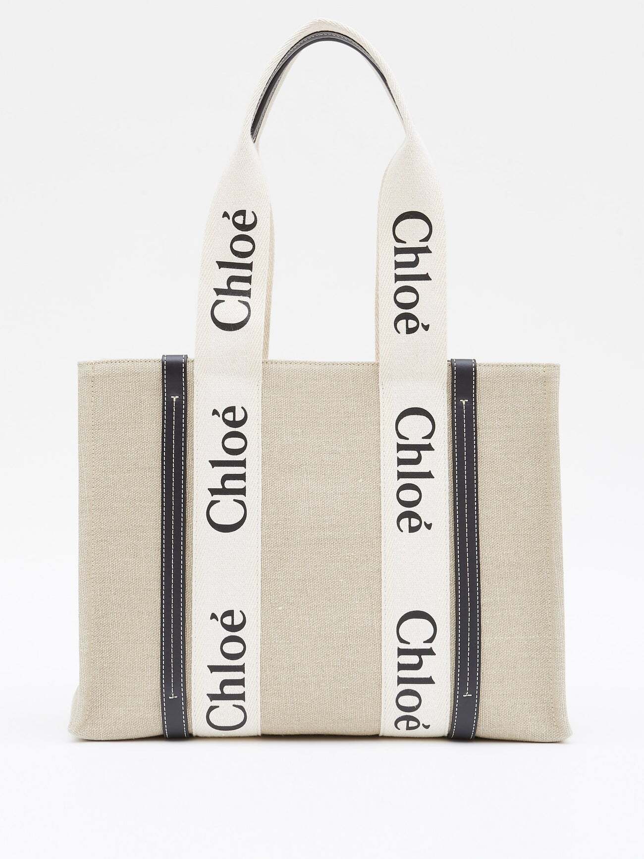 Chloé Chloé - Woody Medium Linen-canvas Tote Bag - Womens - Beige Navy
