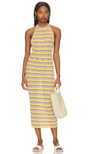 solid & striped kelly dress in yellow in multi