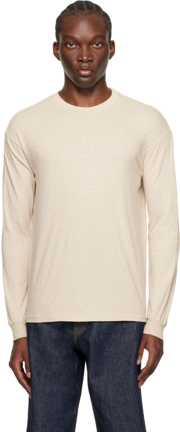 auralee beige seamless long sleeve t-shirt in brown