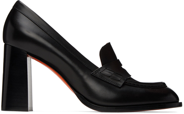 santoni black court heels