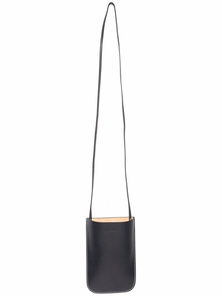 Jil Sander embossed-logo phone holder bag - Black
