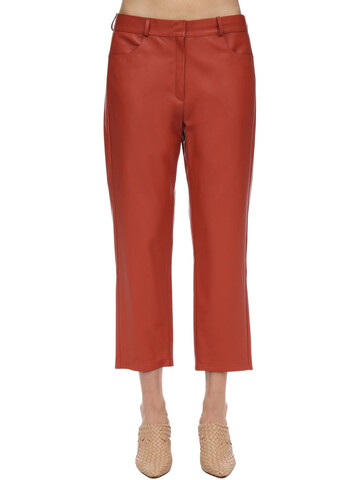 ZEYNEP ARCAY Mid Waist Cropped Leather Pants in peach