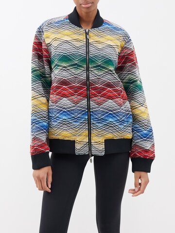 missoni - zigzag-jacquard wool-blend bomber jacket - womens - multi