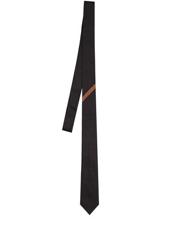 zegna 6cm silk jacquard tie in black / brown