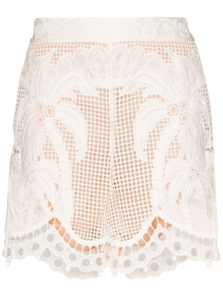Zimmermann floral lace shorts in white