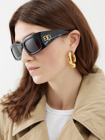 balenciaga eyewear - hourglass rectangular acetate sunglasses - womens - black