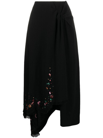LANVIN crystal-embellished wrap skirt in black