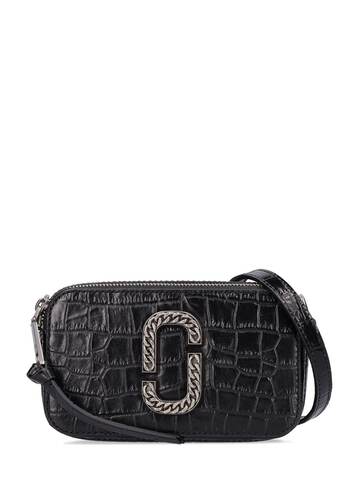 MARC JACOBS (THE) The Snapshot Croc Embossed Leather Bag in black