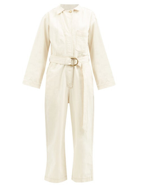 B Sides - Clement Belted Denim Jumpsuit - Womens - Ivory