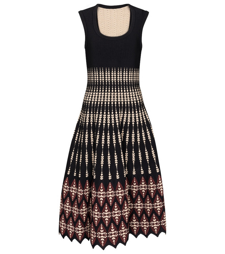 Alaïa Jacquard knit midi dress in black
