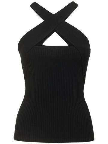 MSGM Knitted Viscose Blend Top in black