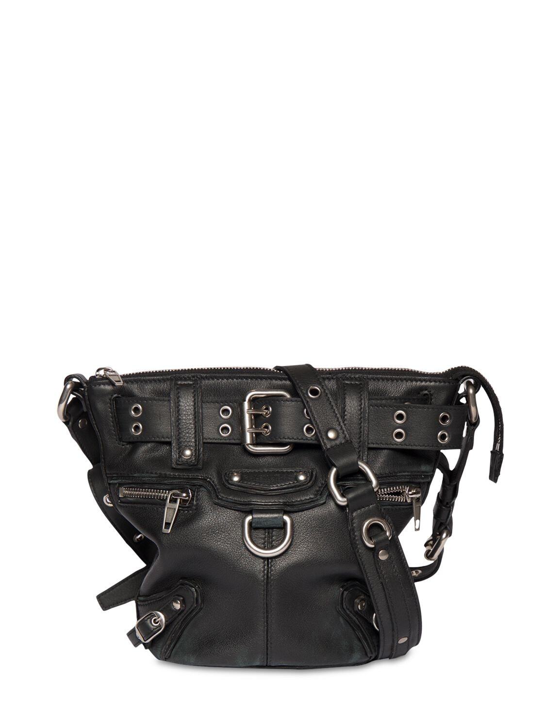 BALENCIAGA Xs Emo Leather Bucket Bag in black